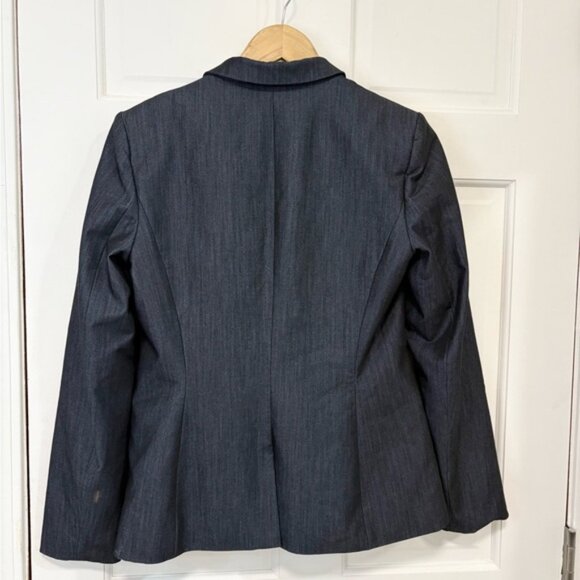 Calvin Klein Womens Navy Blue Blazer Suit Jacket 1 Button Subtle Pin Stripe 6 - Picture 5 of 14